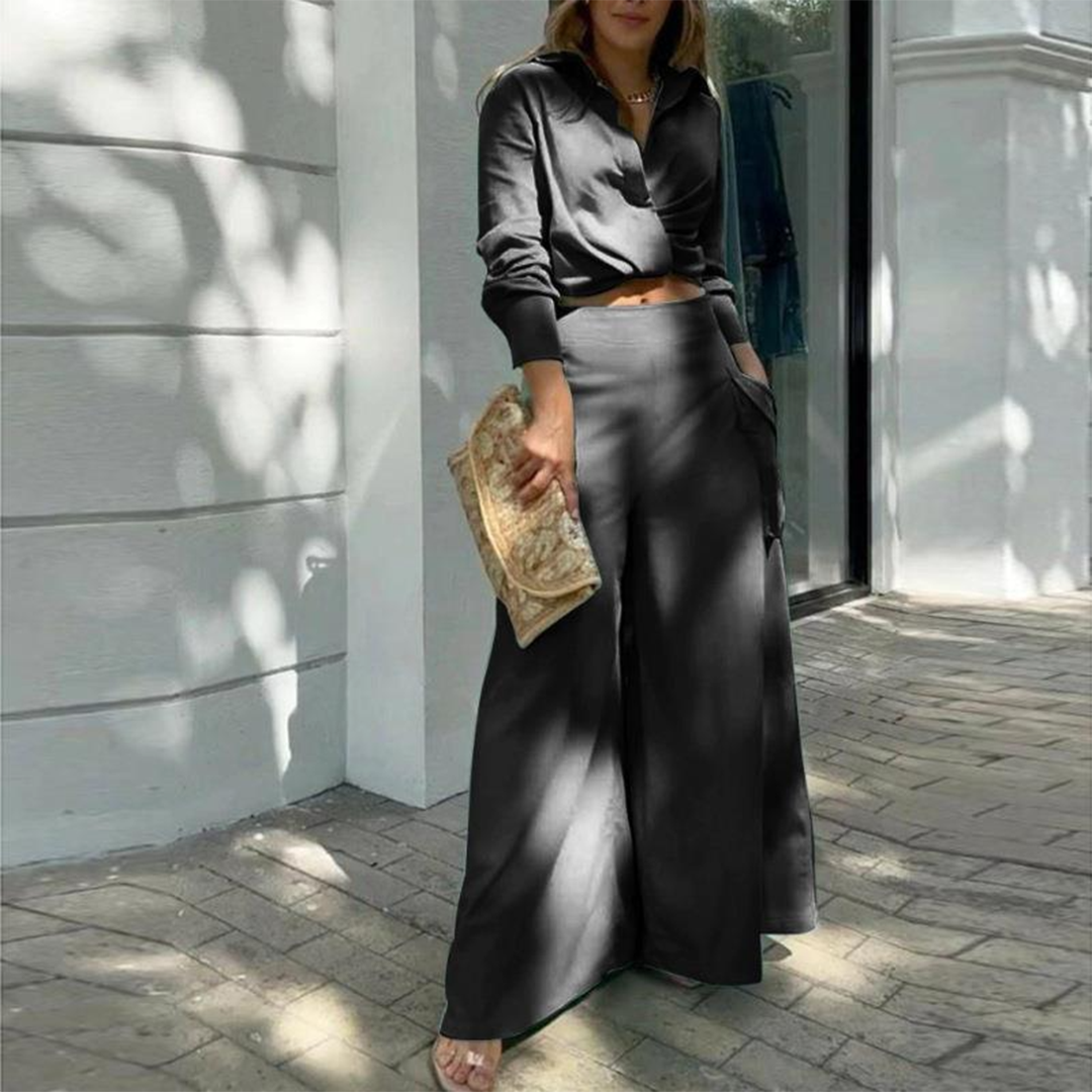 Abito Lungo con Cintura | Elegante & Versatile | Scollo a V & Maniche Lunghe