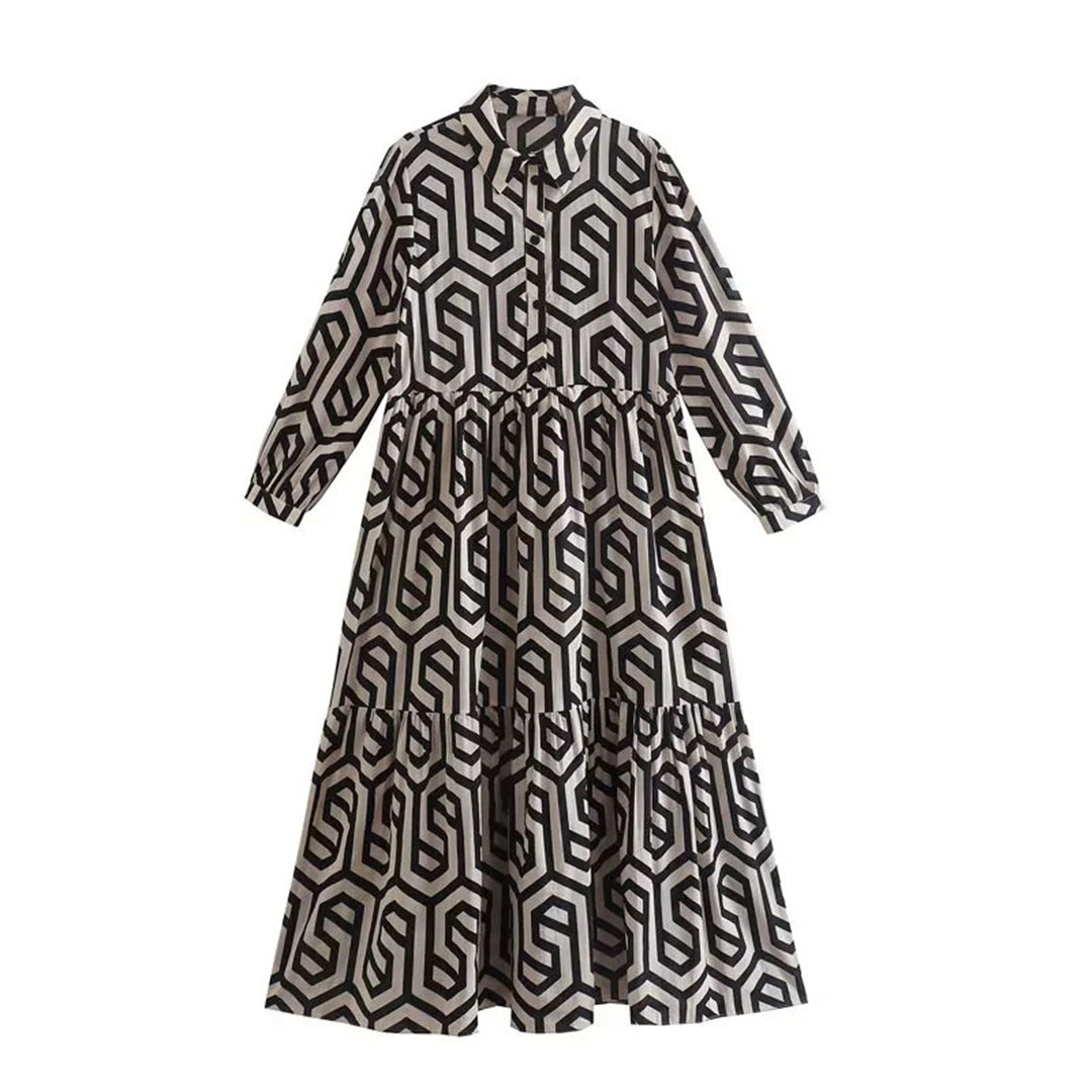 Abito Midi Geometrico | Boho Chic | Flowy & Elegante