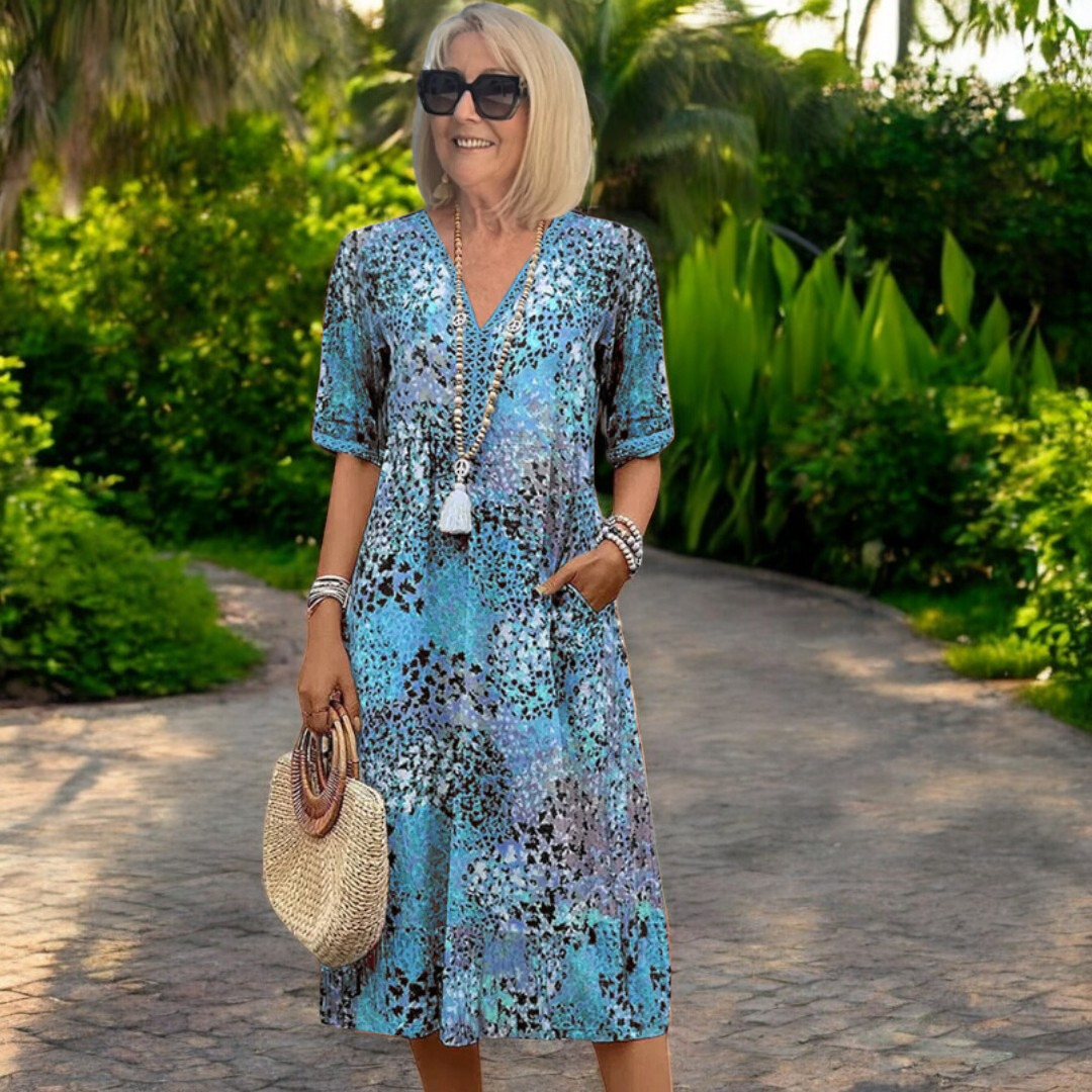 Abito Midi Floreale con Bottoni | Stile Vacanza | Freschezza Tropicale