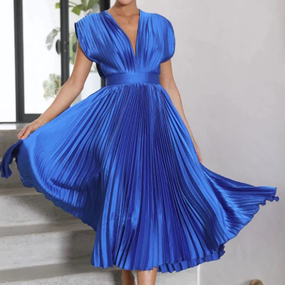 Abito Lungo Plissettato | Satinato | Elegante da Cerimonia