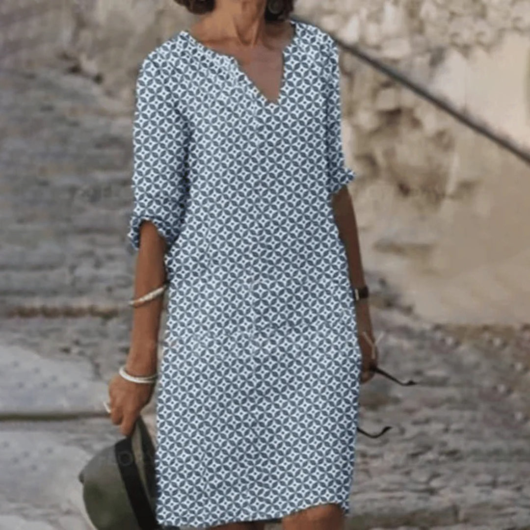 Abito Midi Casual | Fresco & Comodo | Stampa Geometrica