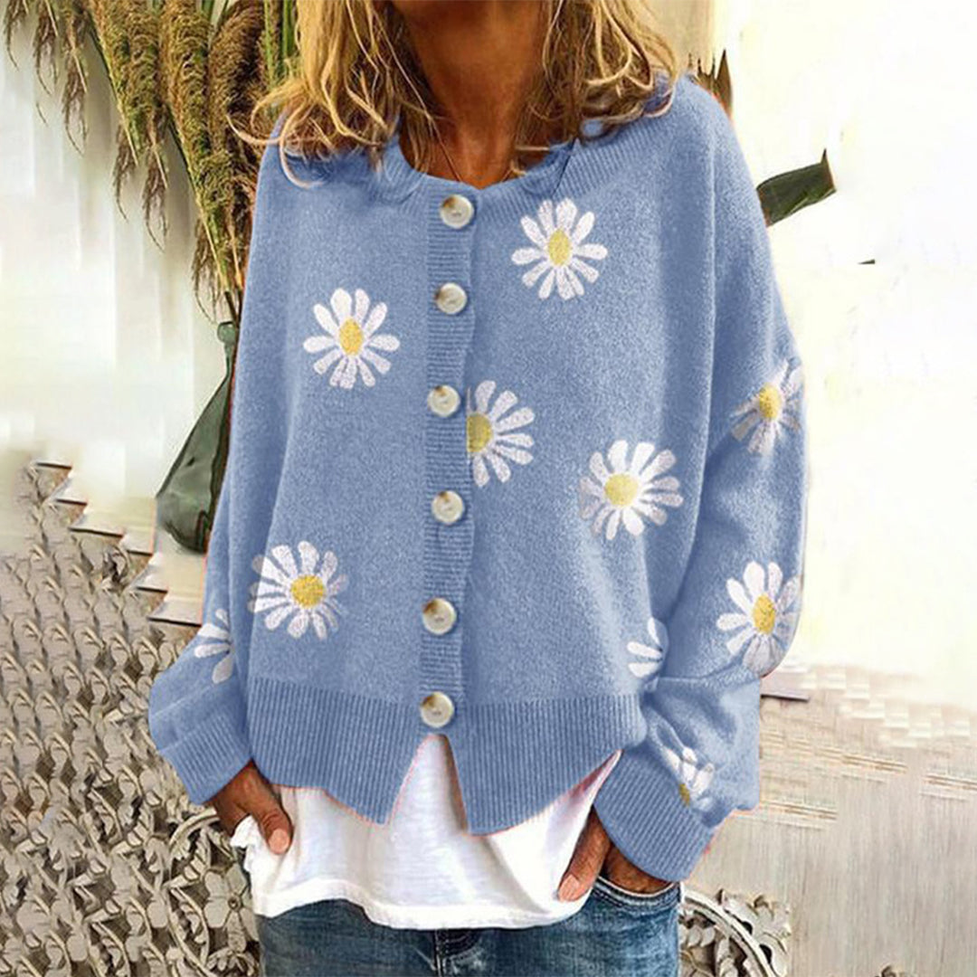 Cardigan con Margherite | Misto Cotone | Morbido e Primaverile