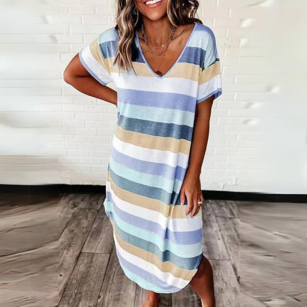 Vestito a Righe | Cotone e Poliestere | Casual e Colorato