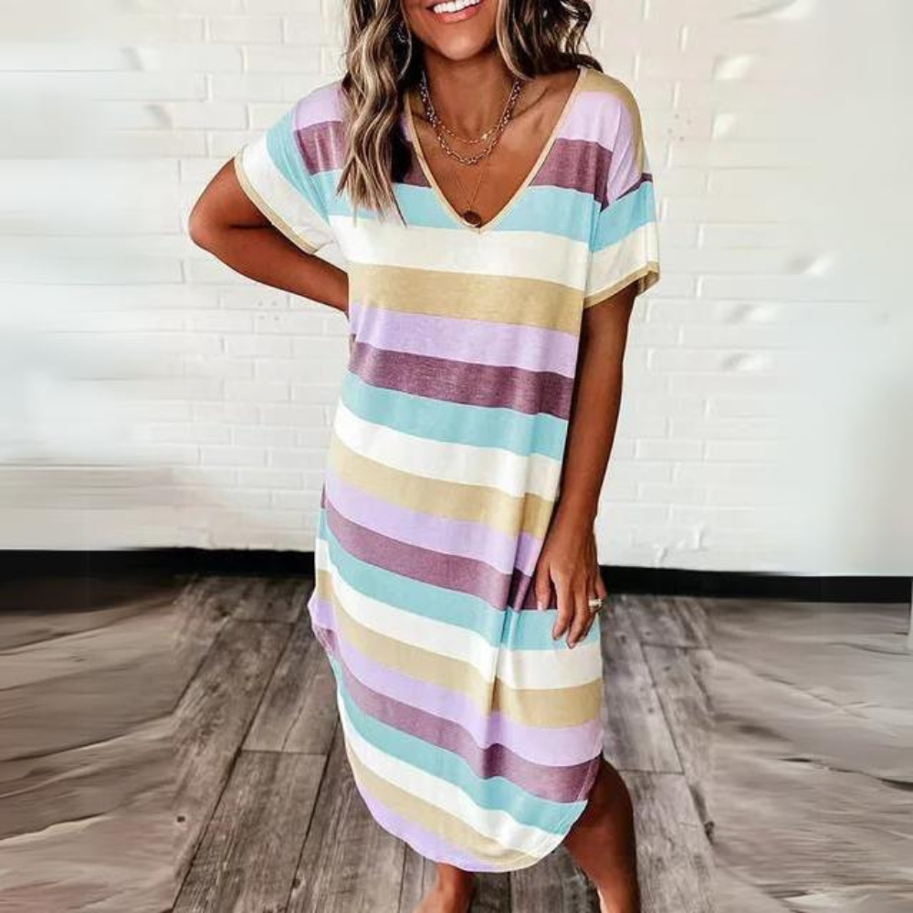 Vestito a Righe | Cotone e Poliestere | Casual e Colorato