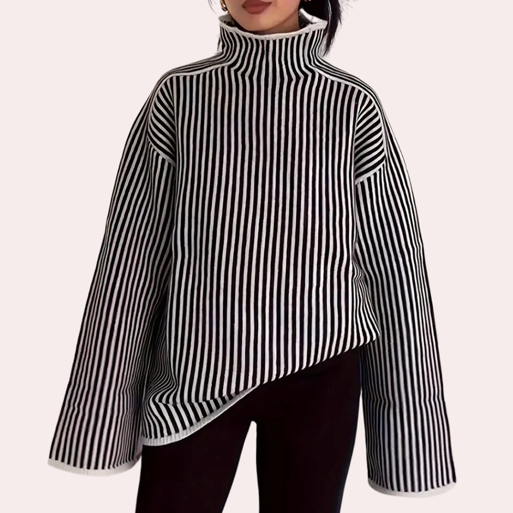 Maglione Oversize a Righe | Collo Alto | Moderno e Confortevole