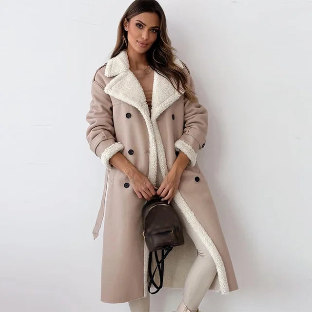 Cappotto Lungo in Ecopelle | Interno in Shearling | Elegante e Caldo