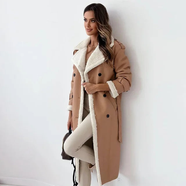 Cappotto Lungo in Ecopelle | Interno in Shearling | Elegante e Caldo
