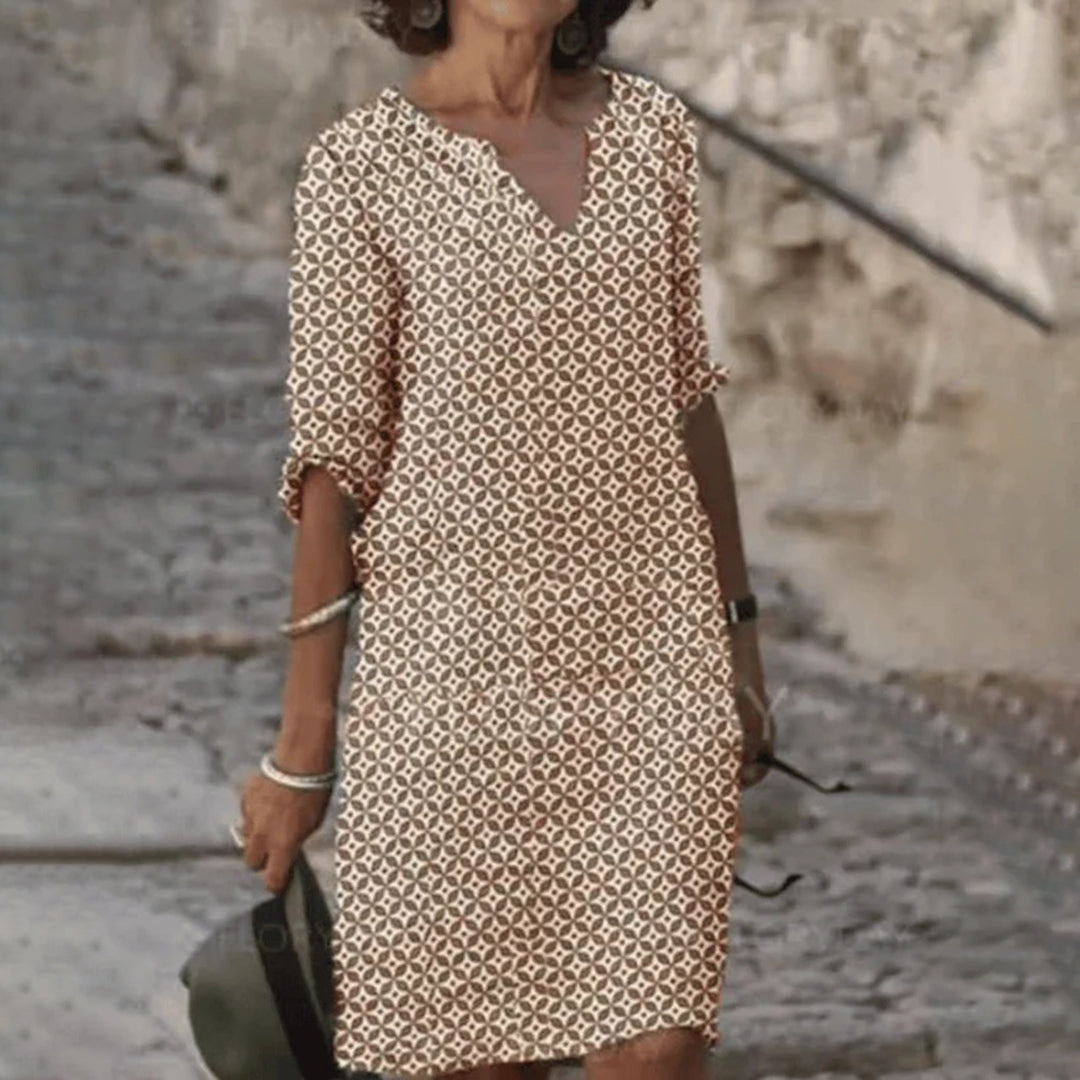 Abito Midi Casual | Fresco & Comodo | Stampa Geometrica