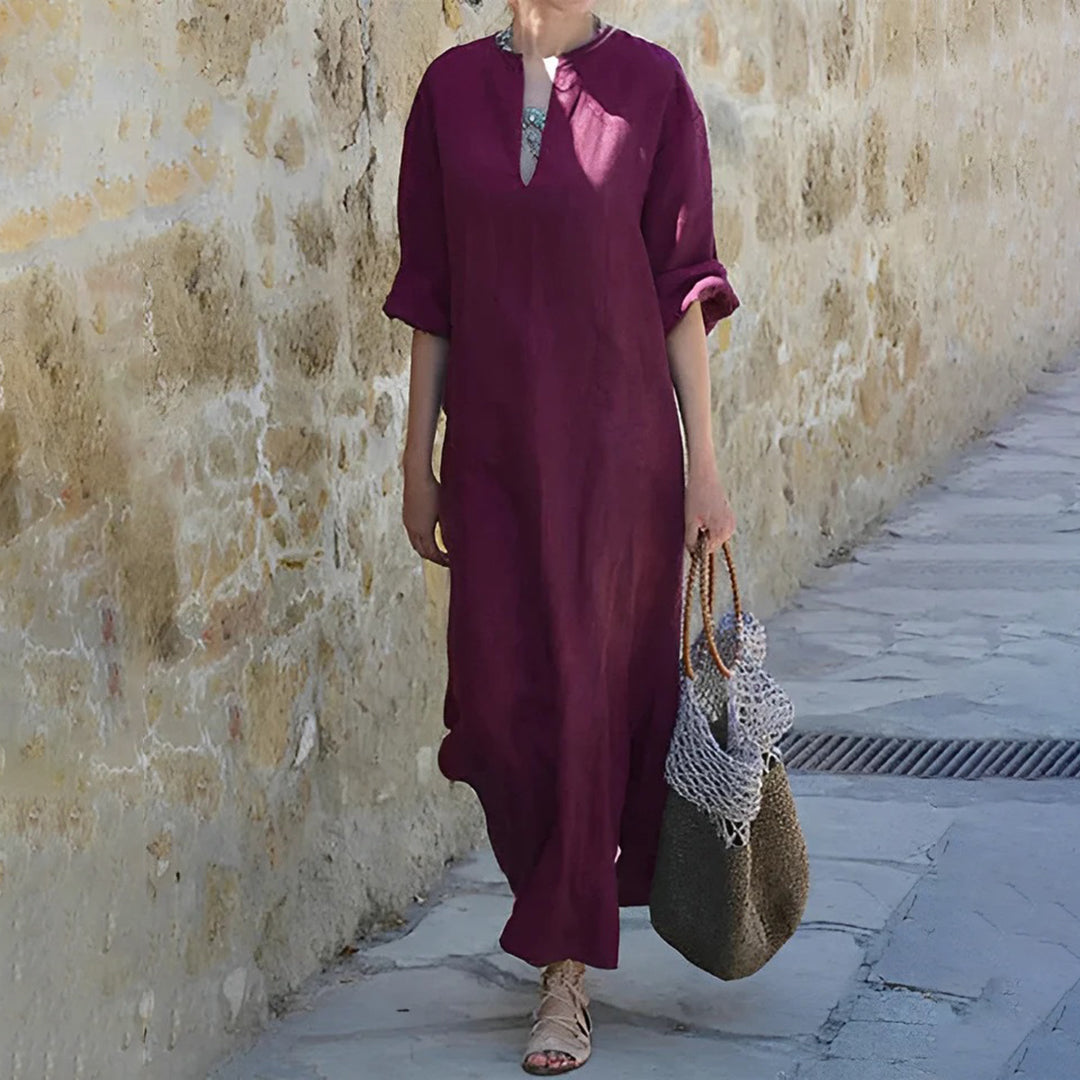 Abito Lungo Casual | Colletto Elegante | Comodo e Raffinato