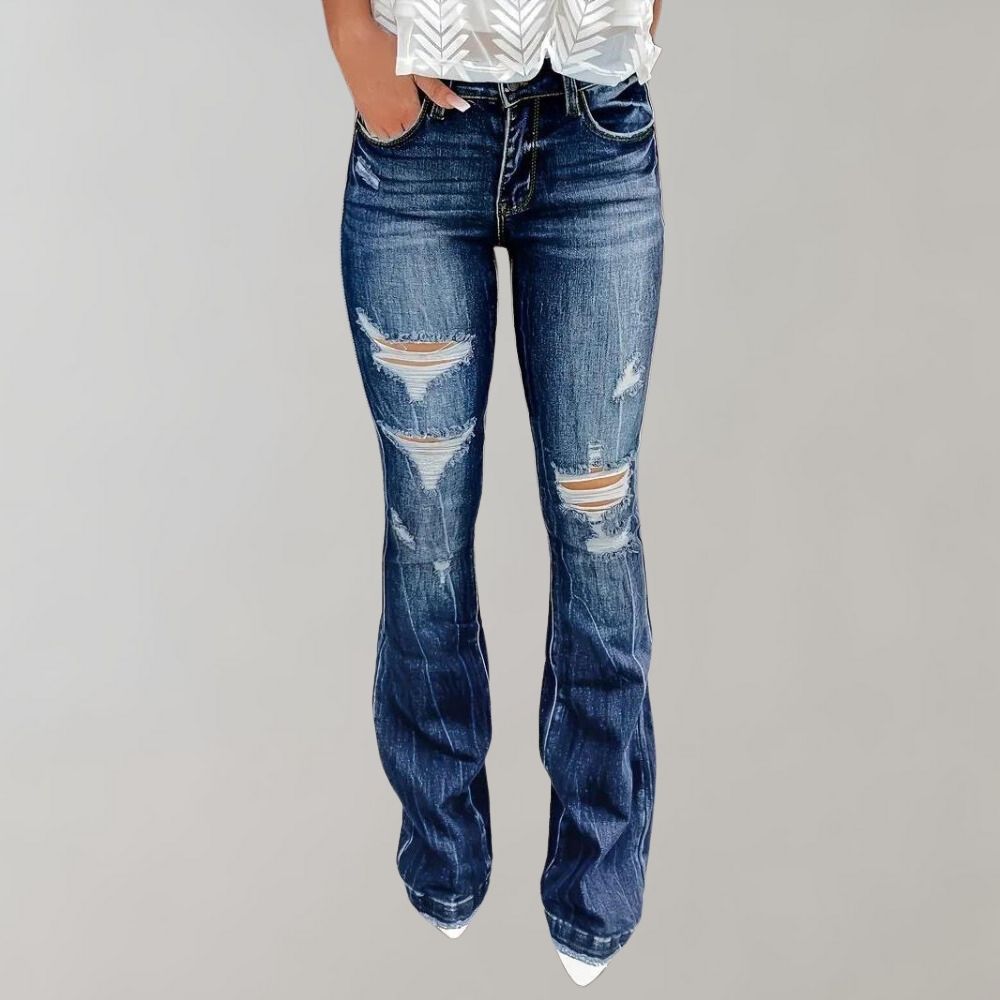 Jeans Bootcut Strappati | Stile Casual con un Tocco Retrò