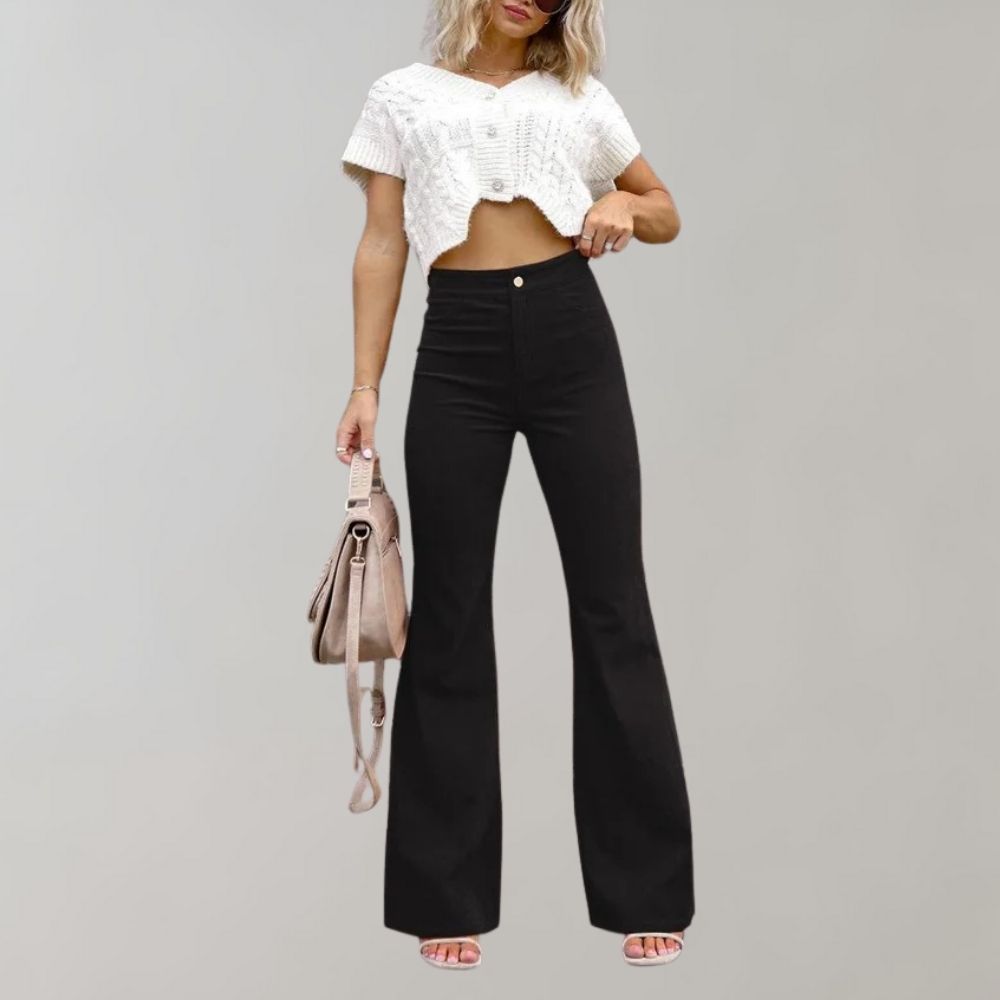 Pantaloni a Zampa | Vita Alta | Stile Vintage e Raffinato