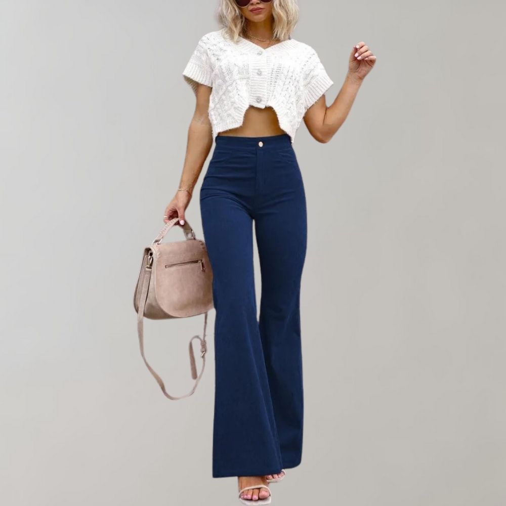 Pantaloni a Zampa | Vita Alta | Stile Vintage e Raffinato