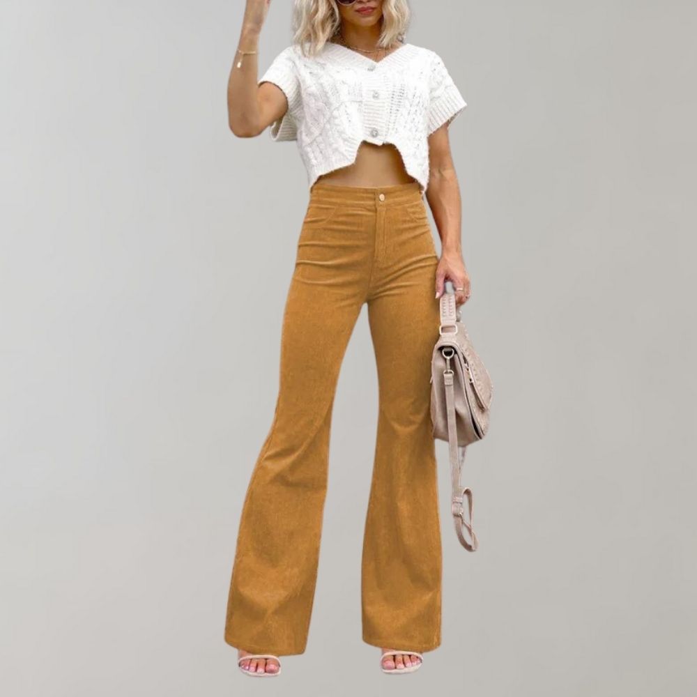 Pantaloni a Zampa | Vita Alta | Stile Vintage e Raffinato