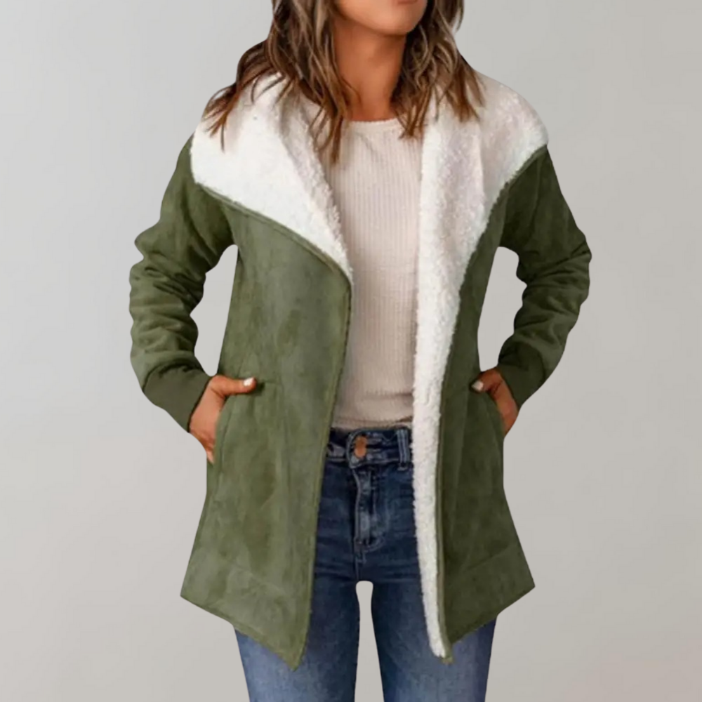 Cappotto Donna in Suede | Foderato in Pelliccia | Elegante e Caldo
