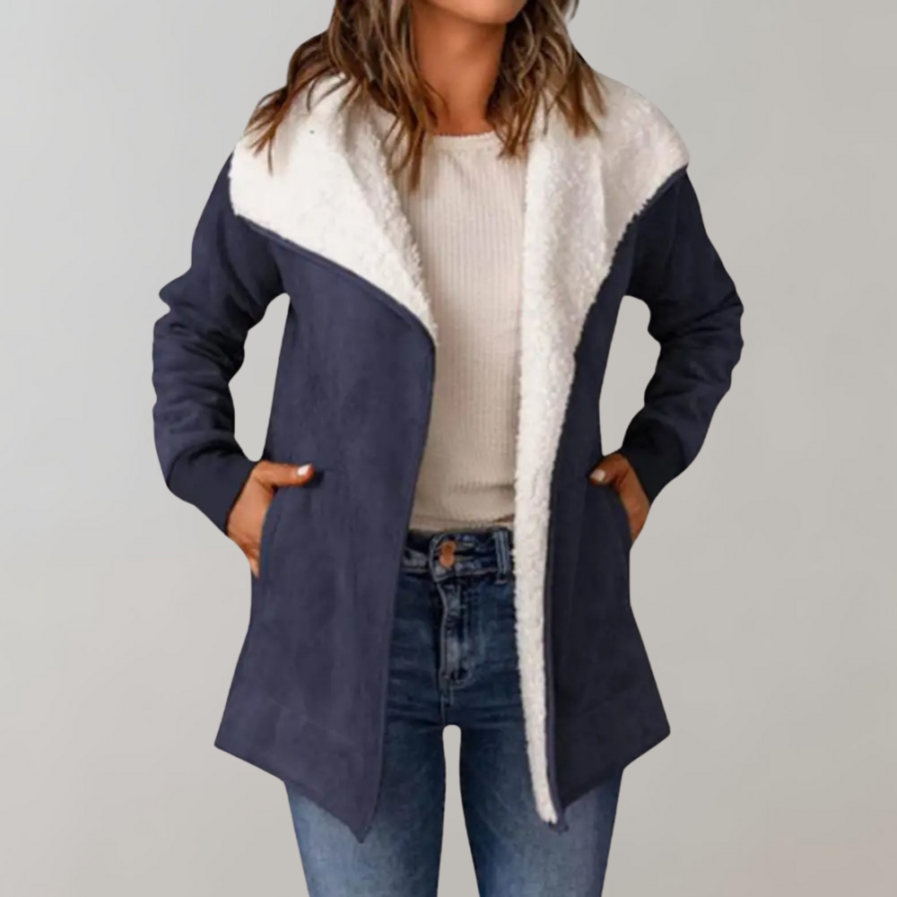 Cappotto Donna in Suede | Foderato in Pelliccia | Elegante e Caldo