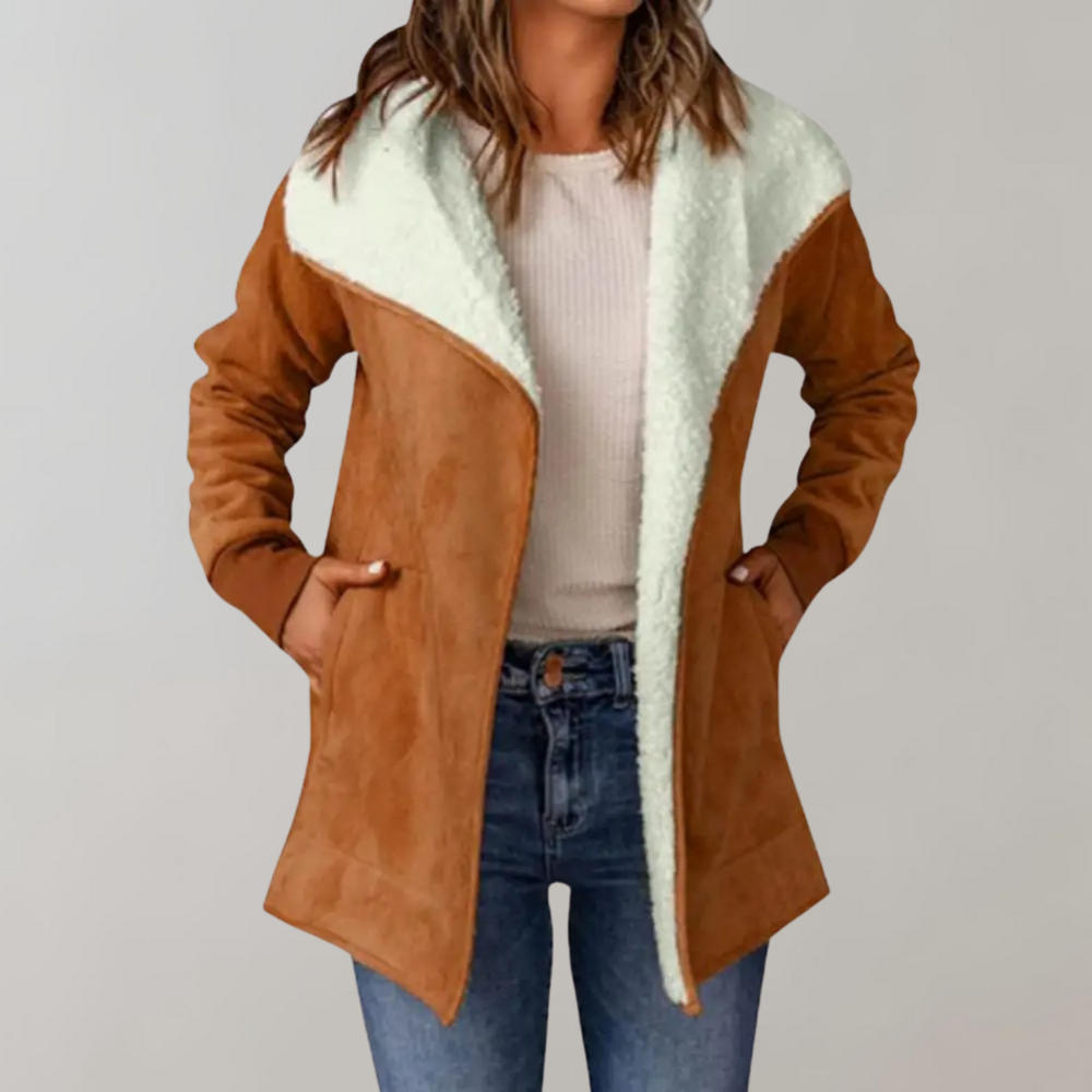 Cappotto Donna in Suede | Foderato in Pelliccia | Elegante e Caldo