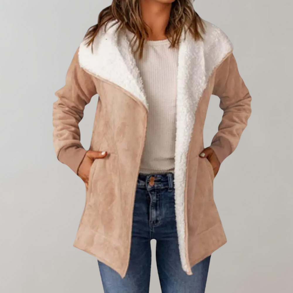 Cappotto Donna in Suede | Foderato in Pelliccia | Elegante e Caldo