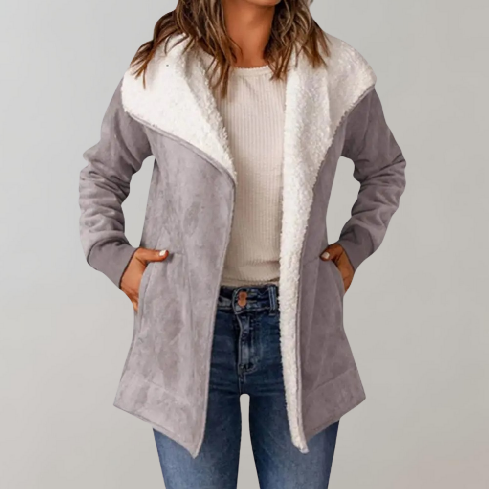 Cappotto Donna in Suede | Foderato in Pelliccia | Elegante e Caldo