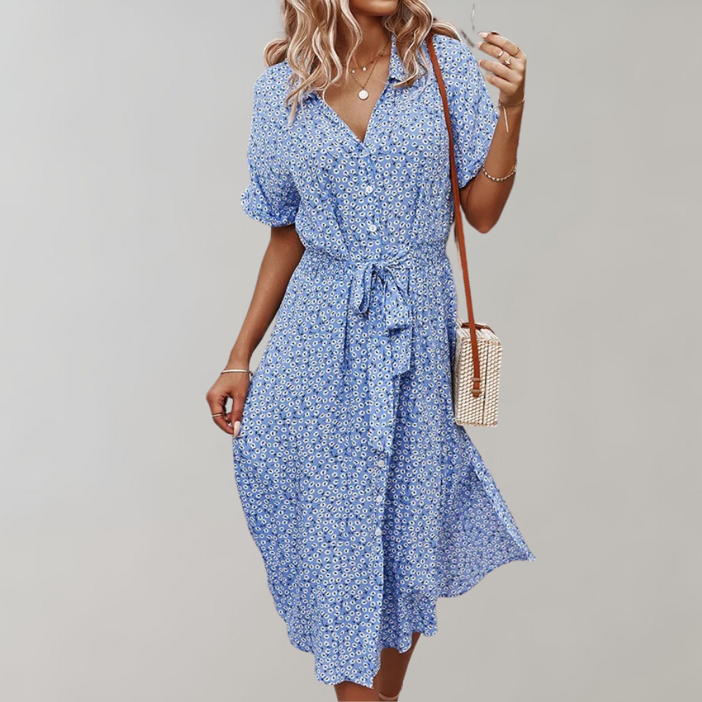 Abito Midi Animalier | Scollo a V | Casual e Leggero
