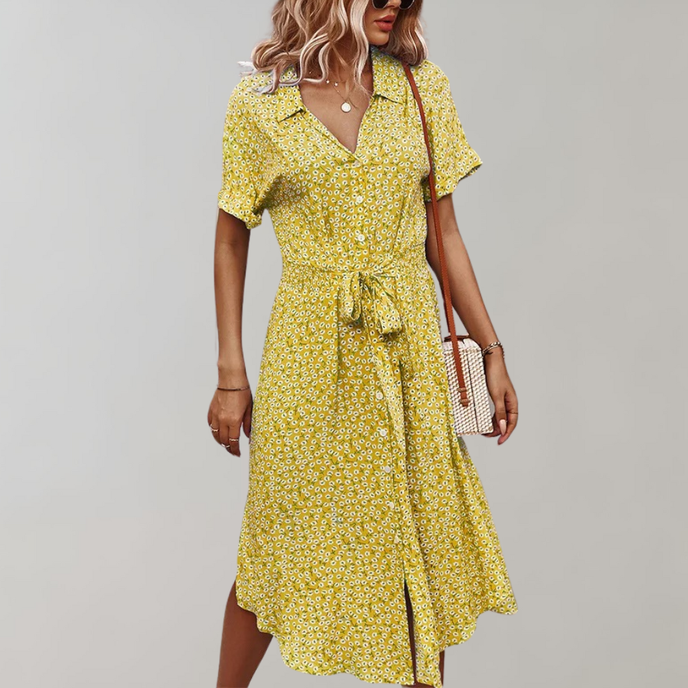 Abito Midi Animalier | Scollo a V | Casual e Leggero