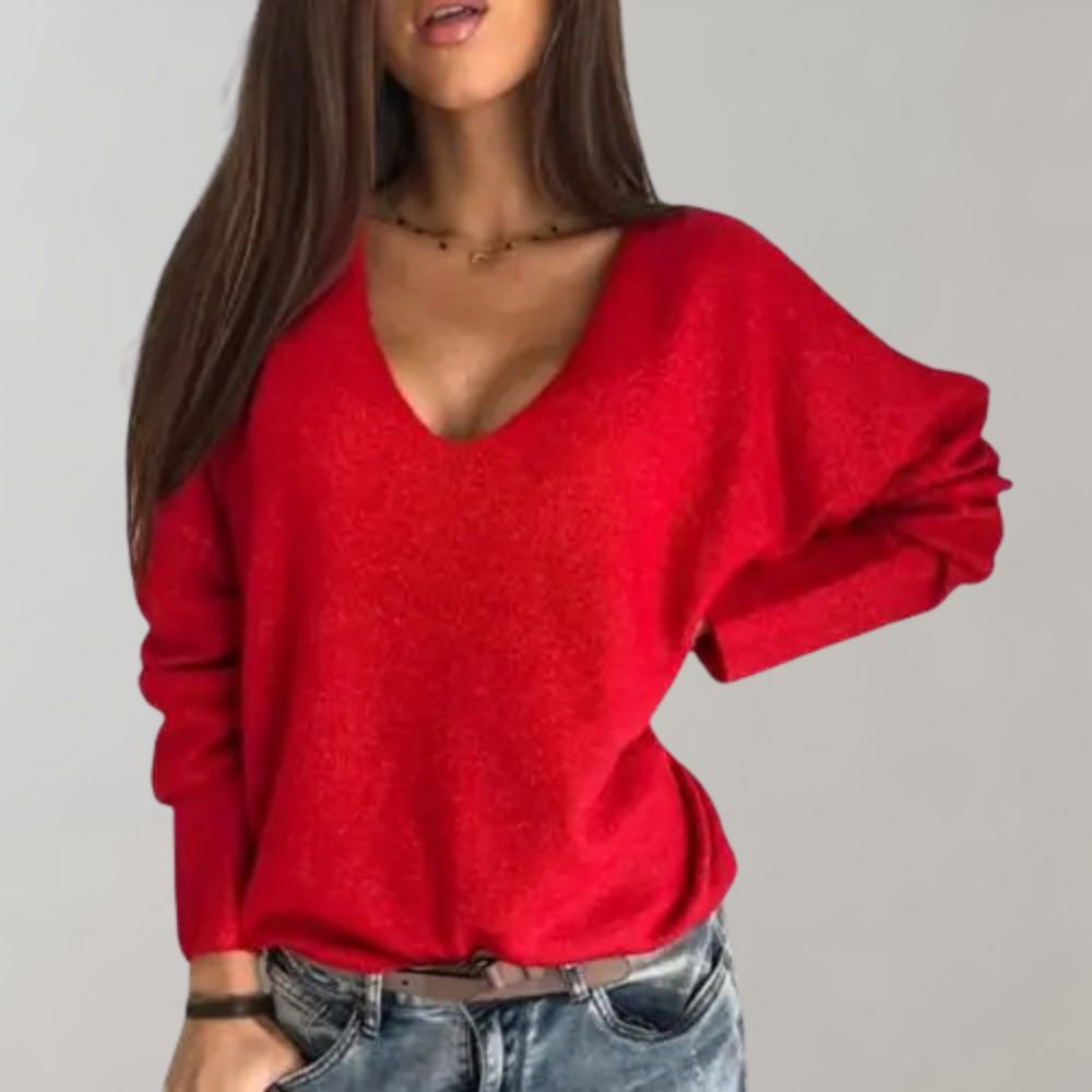Maglione a Scollo V | Misto Cotone | Morbido e Femminile