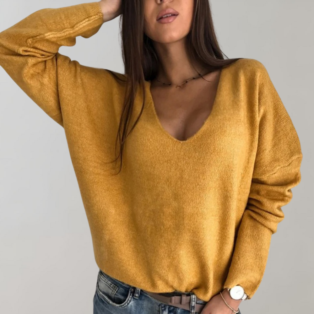 Maglione a Scollo V | Misto Cotone | Morbido e Femminile
