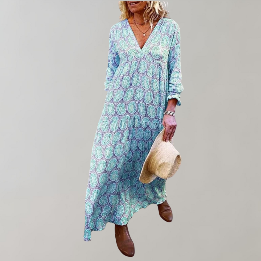 Abito Lungo Boho | Stampa Geometrica | Leggero & Flowy