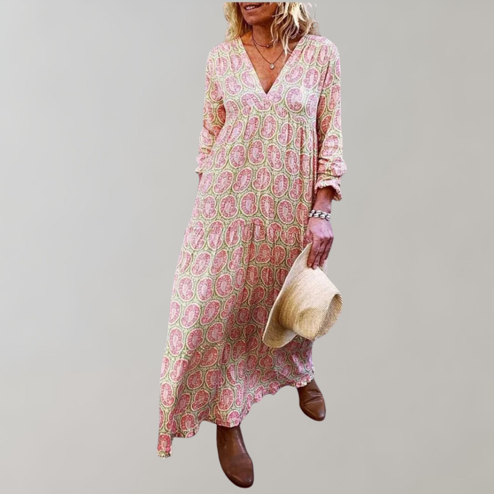 Abito Lungo Boho | Stampa Geometrica | Leggero & Flowy