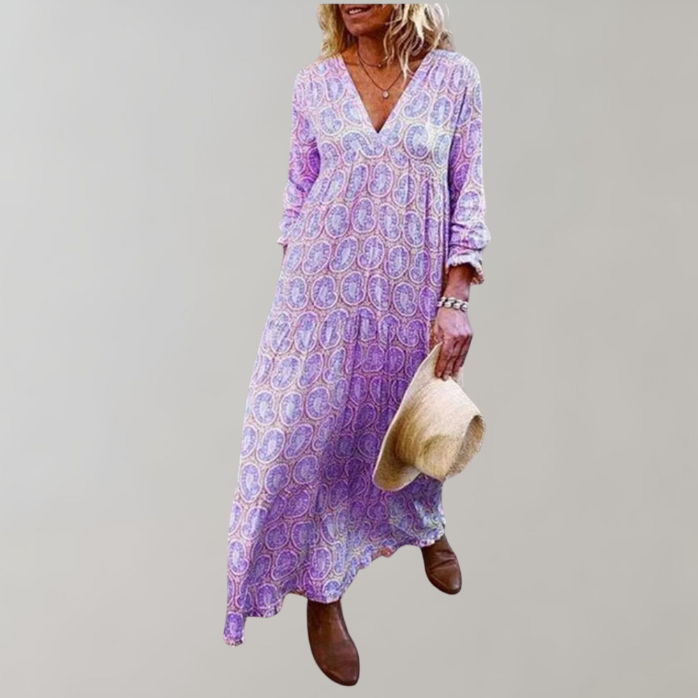 Abito Lungo Boho | Stampa Geometrica | Leggero & Flowy