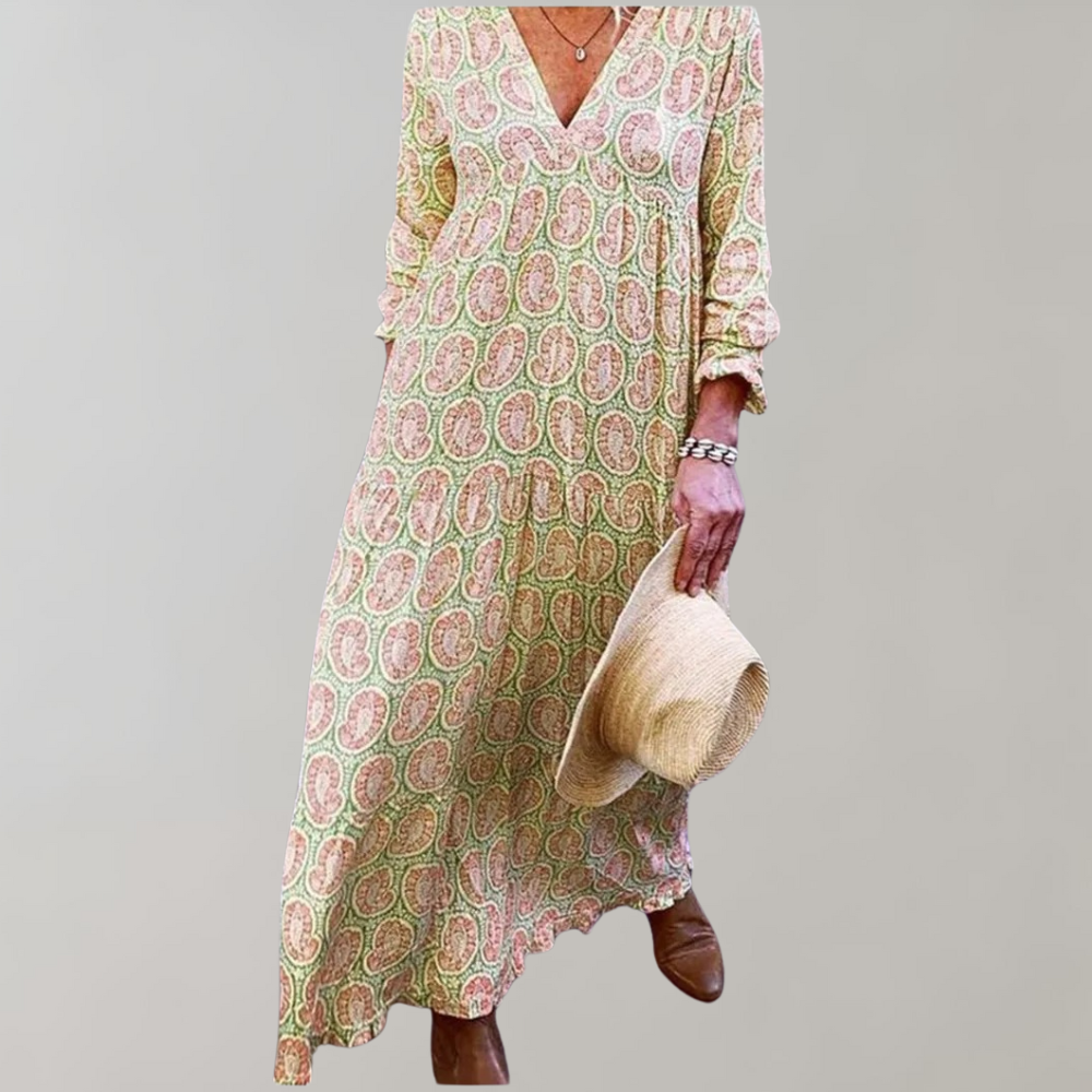 Abito Lungo Boho | Stampa Geometrica | Leggero & Flowy