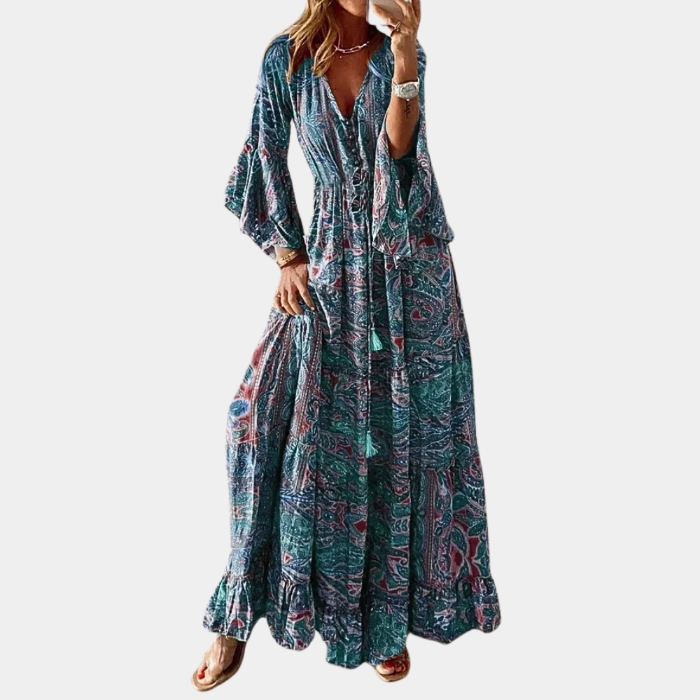 Maxi Abito Boho | Flowy & Chic | Stampa Elegante