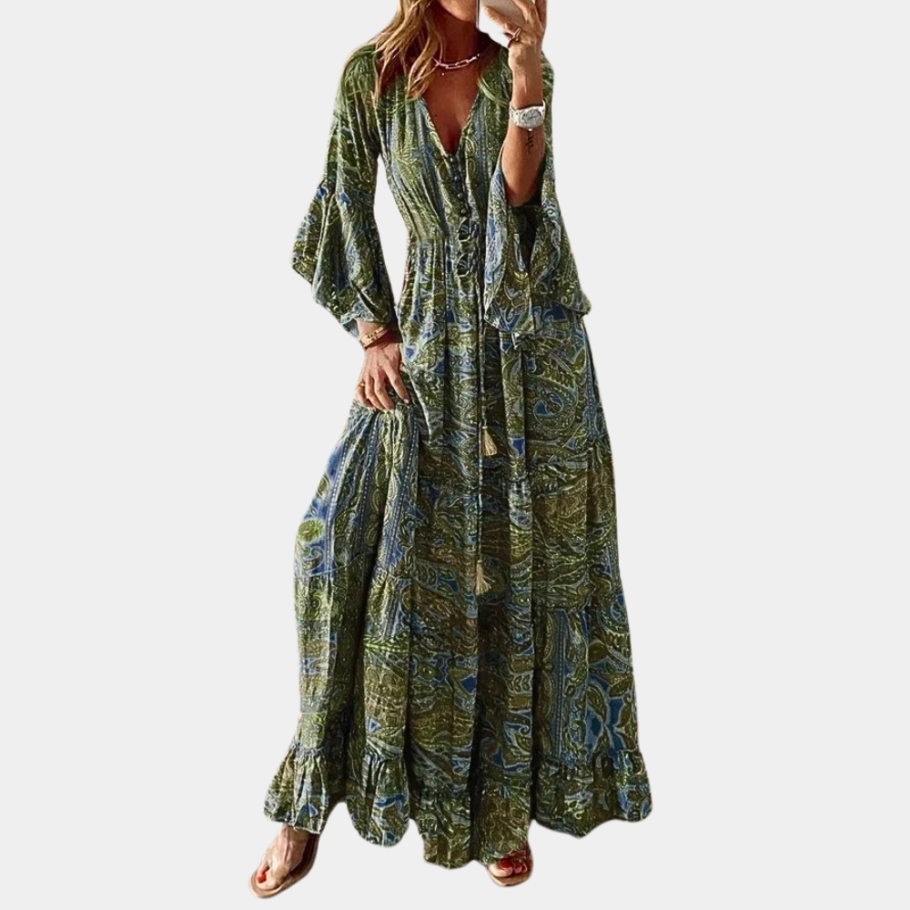 Maxi Abito Boho | Flowy & Chic | Stampa Elegante