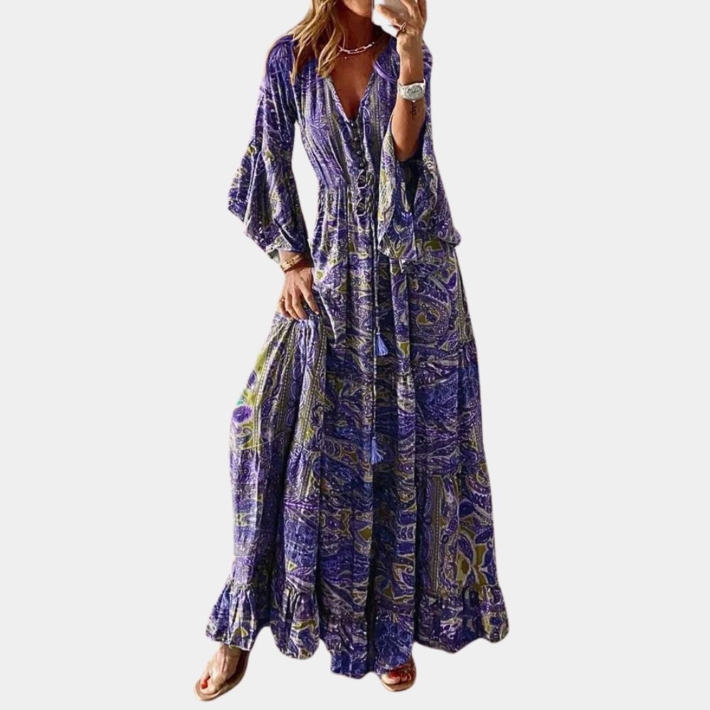 Maxi Abito Boho | Flowy & Chic | Stampa Elegante