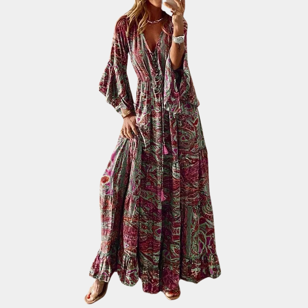 Maxi Abito Boho | Flowy & Chic | Stampa Elegante