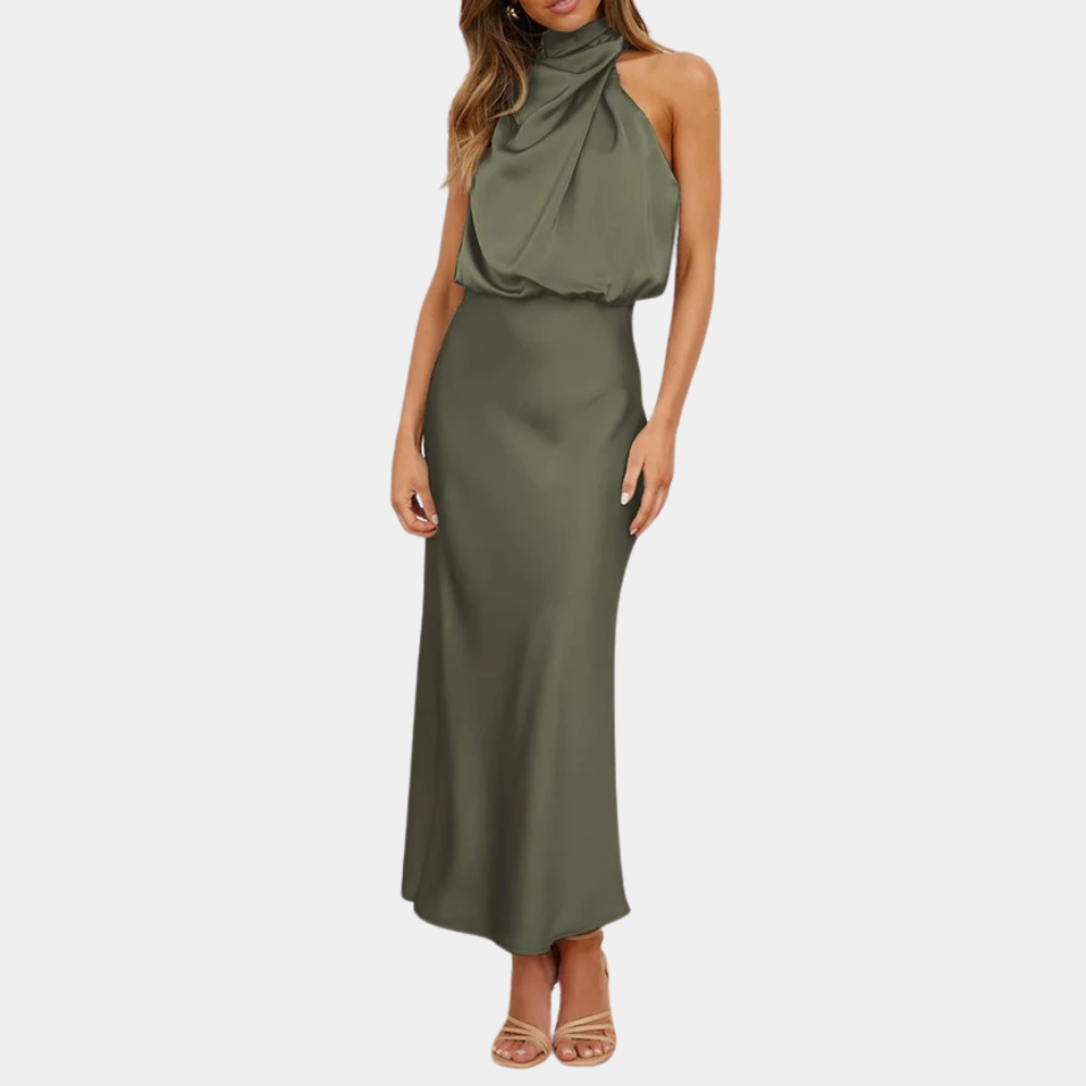 Abito Midi con Collo Alto | Elegante | Flowy & Sofisticato