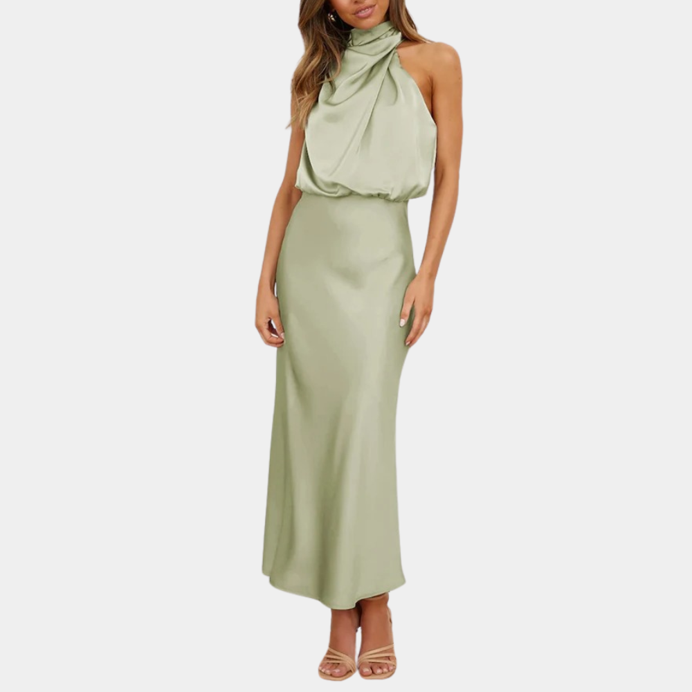 Abito Midi con Collo Alto | Elegante | Flowy & Sofisticato