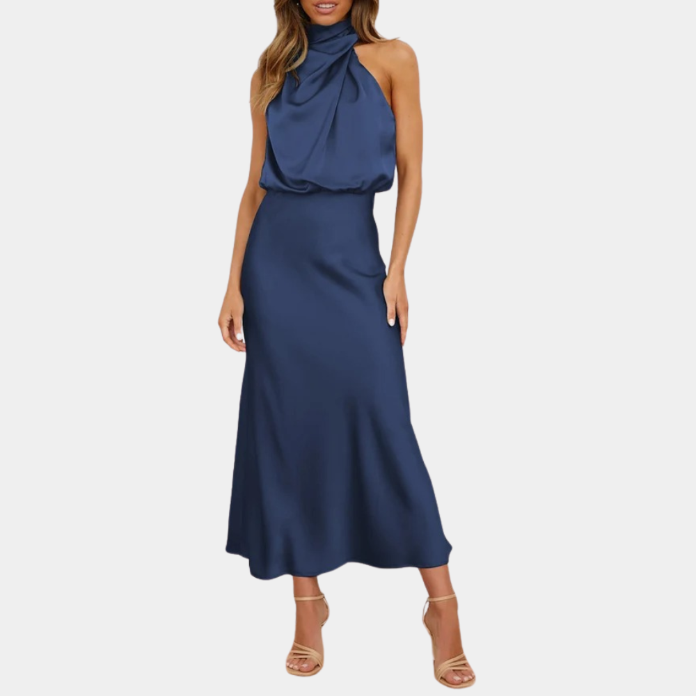 Abito Midi con Collo Alto | Elegante | Flowy & Sofisticato