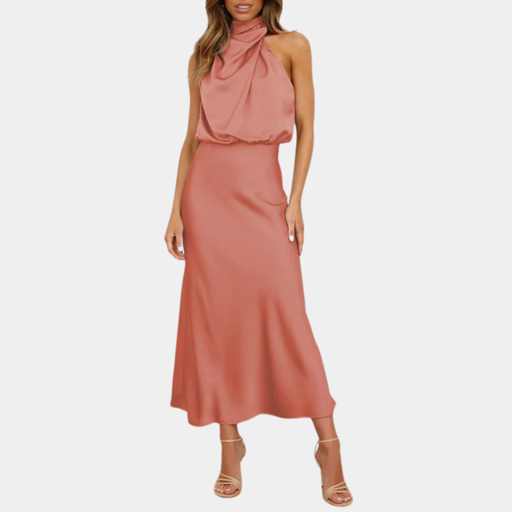 Abito Midi con Collo Alto | Elegante | Flowy & Sofisticato