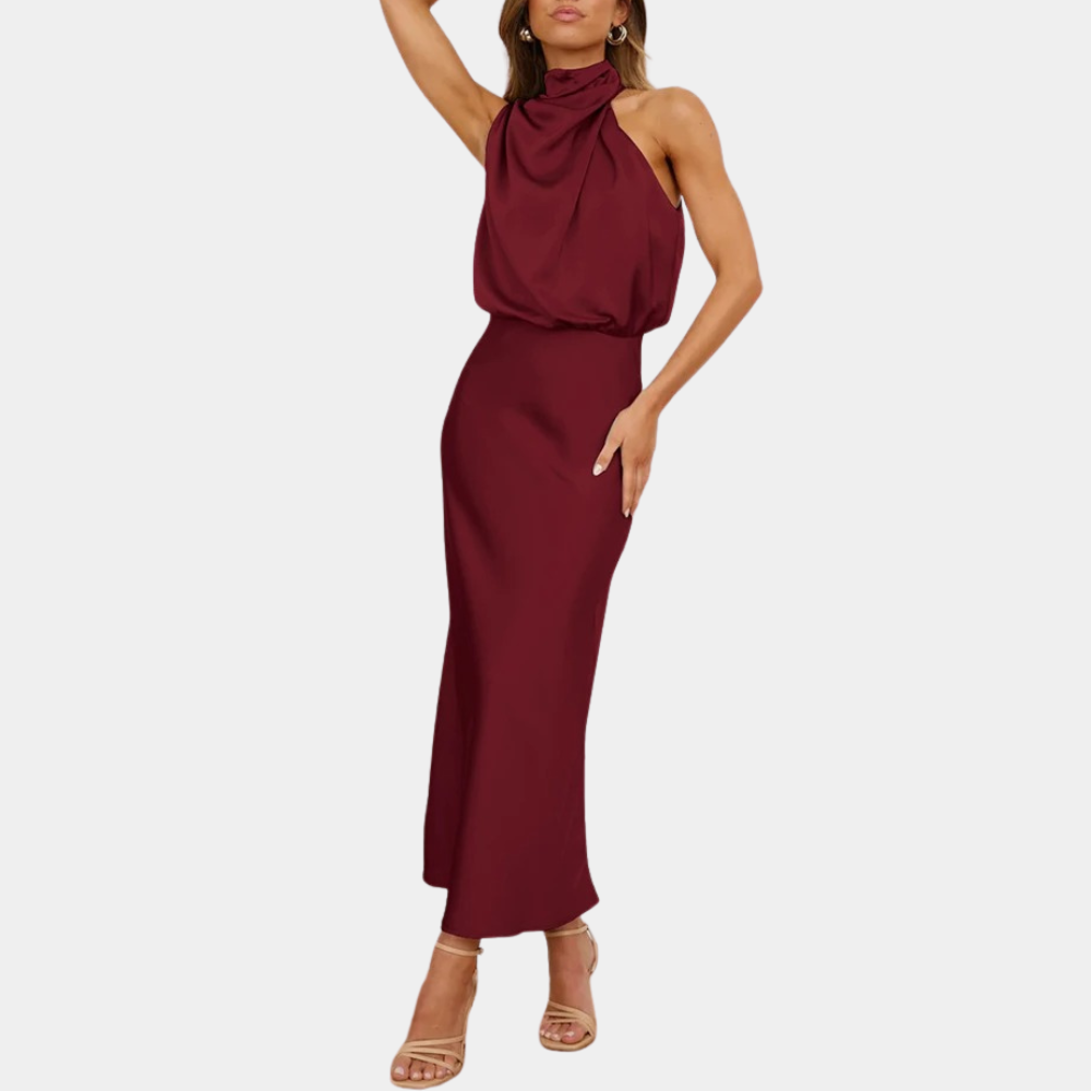 Abito Midi con Collo Alto | Elegante | Flowy & Sofisticato