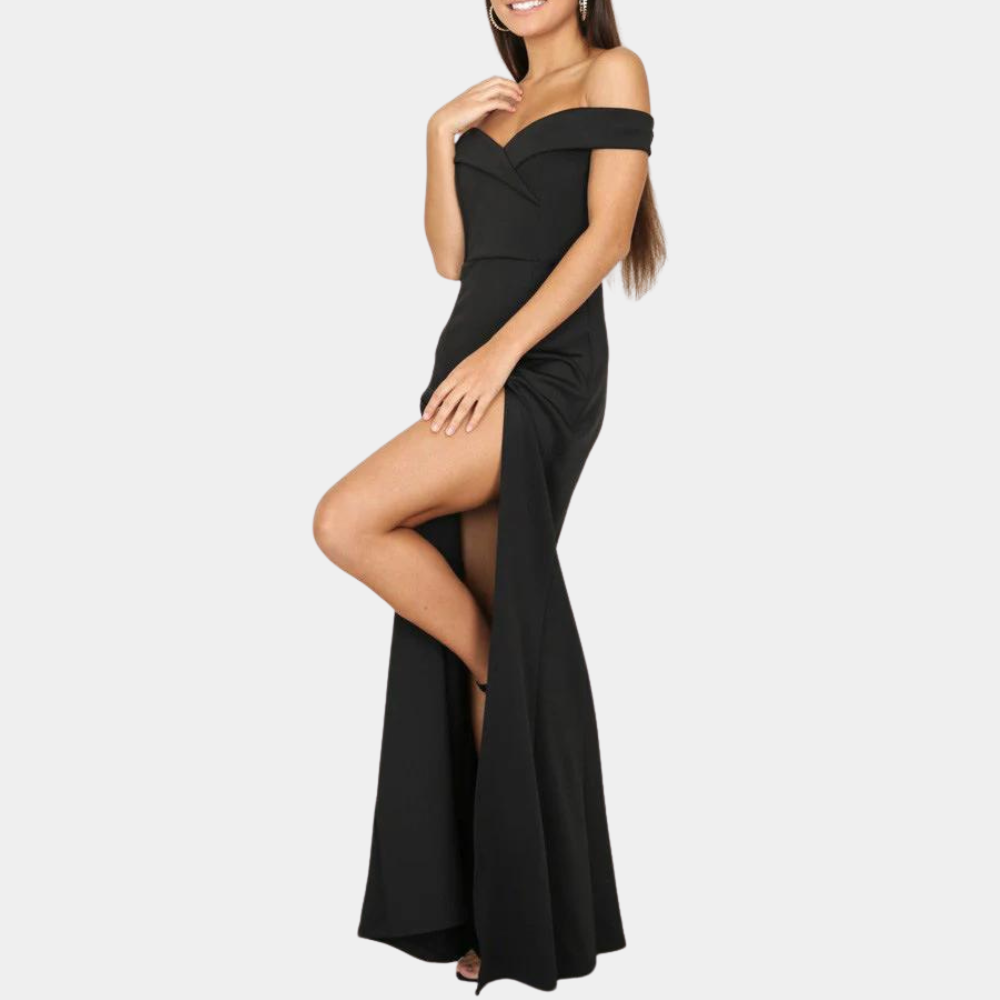 Abito Lungo Off-Shoulder con Spacco | Elegante | Sensuale & Raffinato