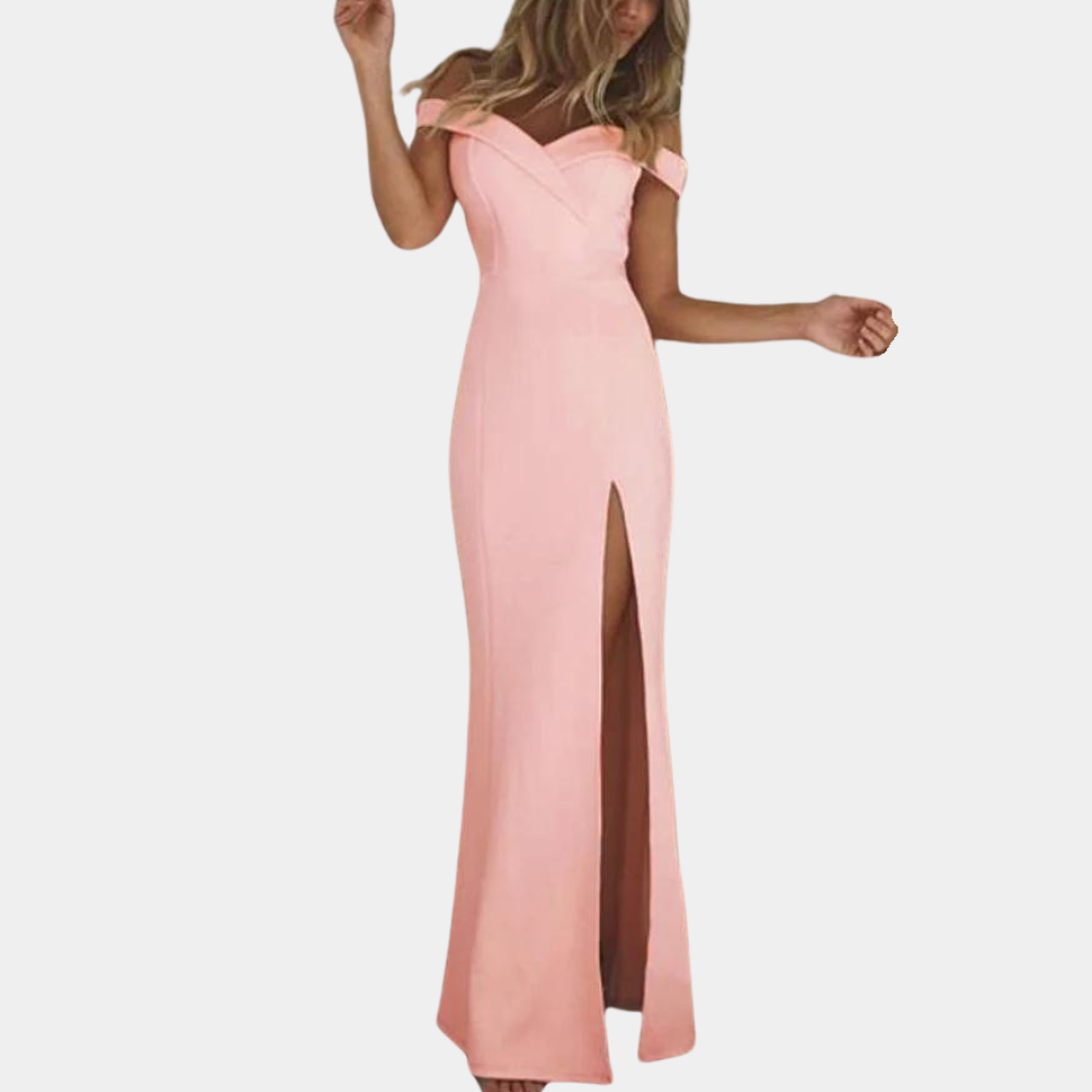 Abito Lungo Off-Shoulder con Spacco | Elegante | Sensuale & Raffinato