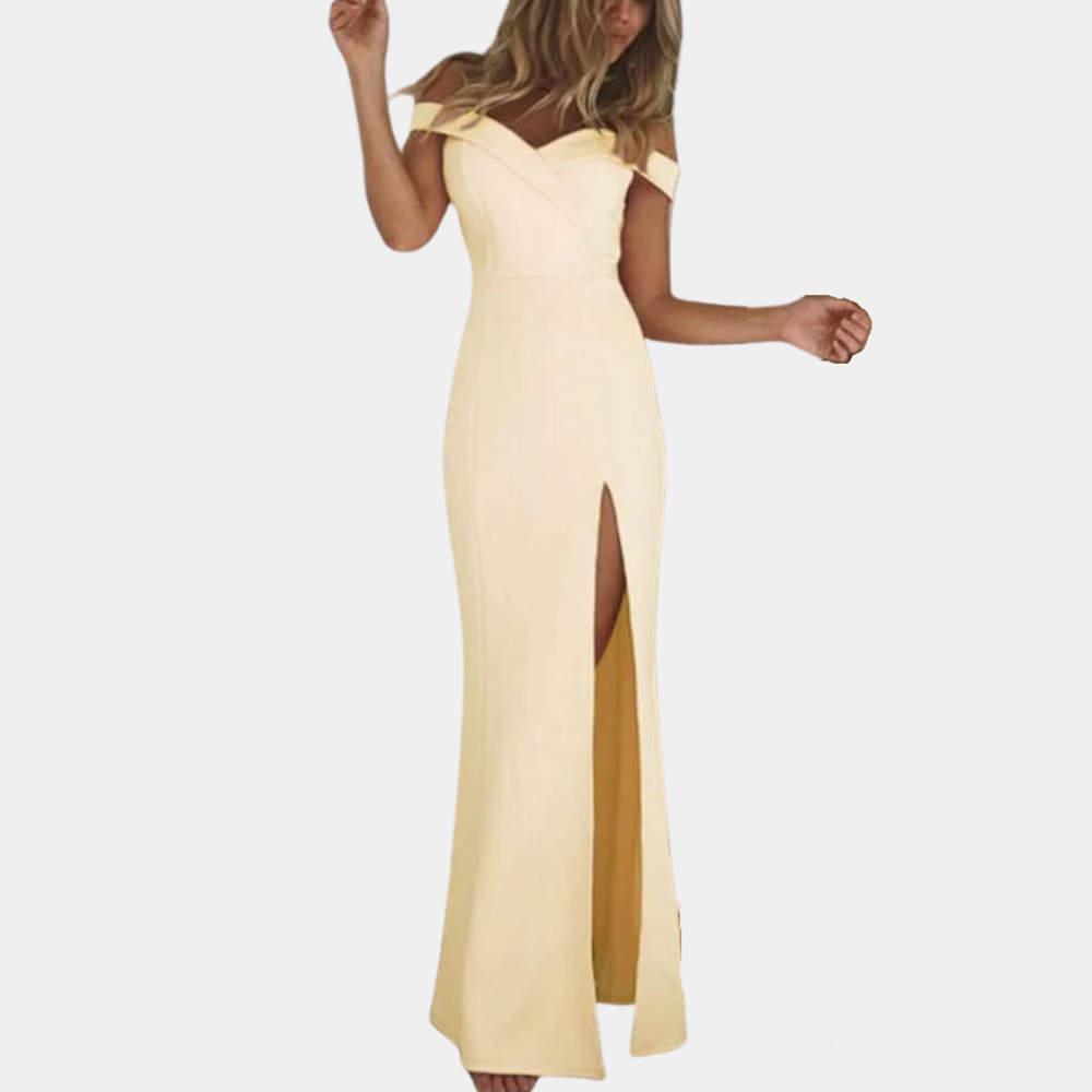 Abito Lungo Off-Shoulder con Spacco | Elegante | Sensuale & Raffinato