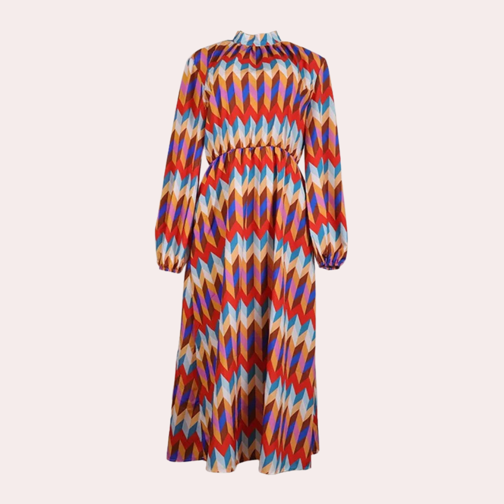 Abito Midi Geometrico | Elegante e Colorato | Perfetto per Ogni Occasione