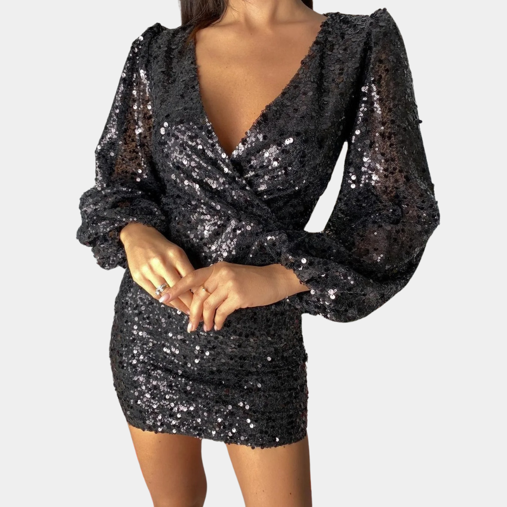 Mini Abito con Paillettes | Scollo a V | Elegante e Scintillante