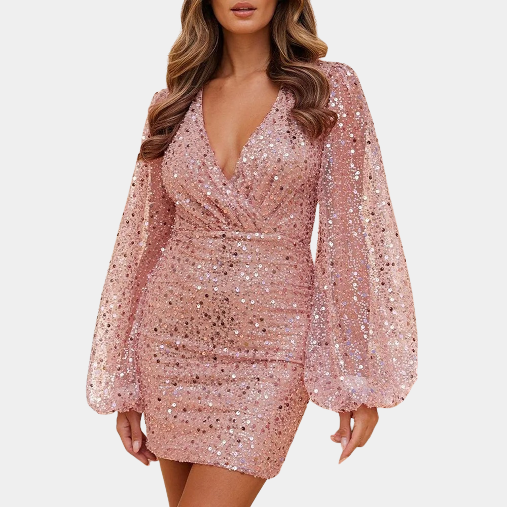 Mini Abito con Paillettes | Scollo a V | Elegante e Scintillante