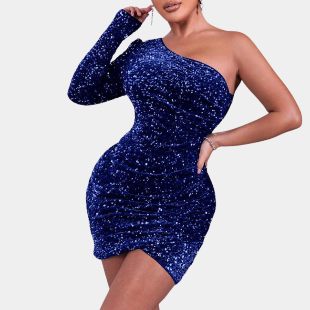 Mini Abito Monospalla con Paillettes | Glamour | Brillante & Sensuale