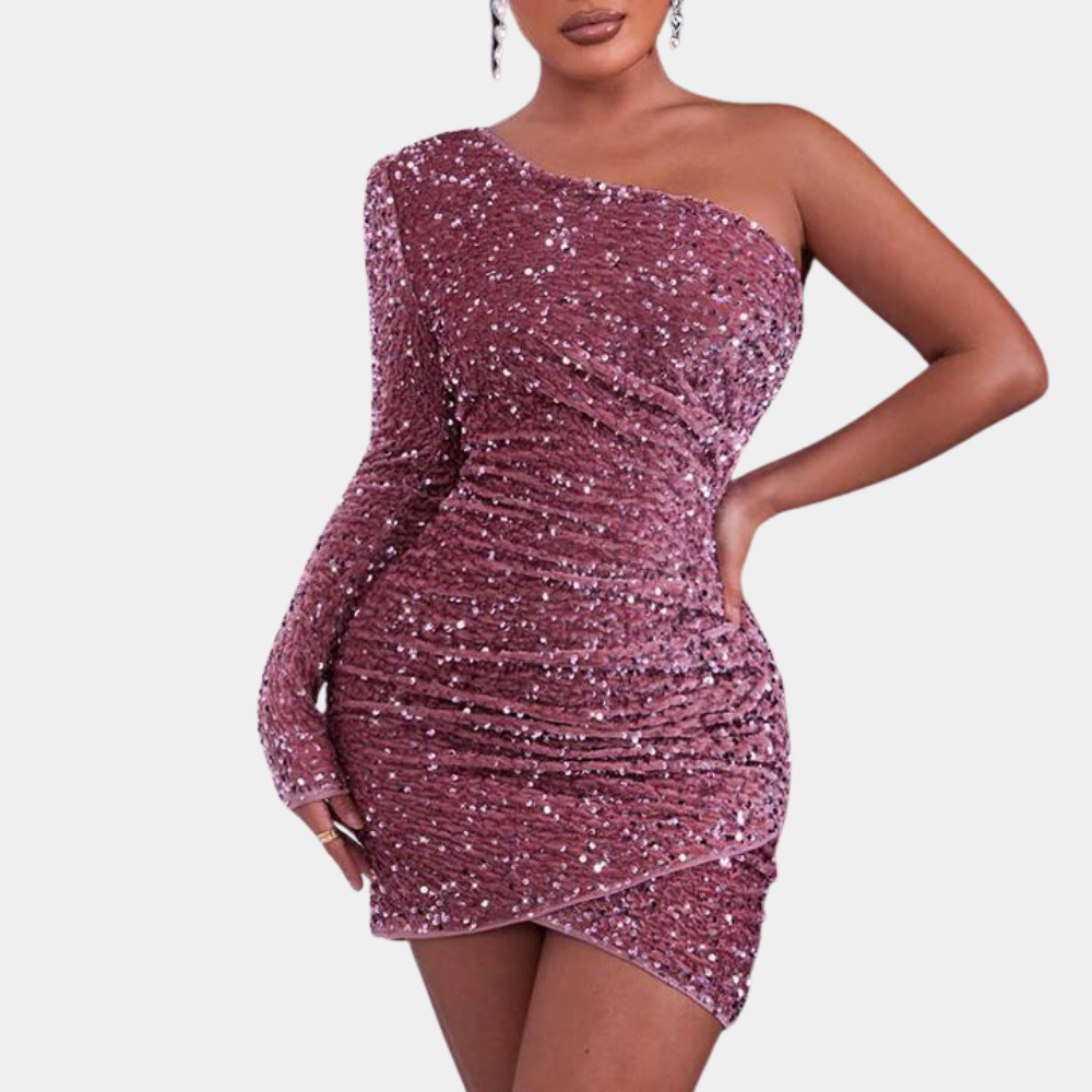Mini Abito Monospalla con Paillettes | Glamour | Brillante & Sensuale