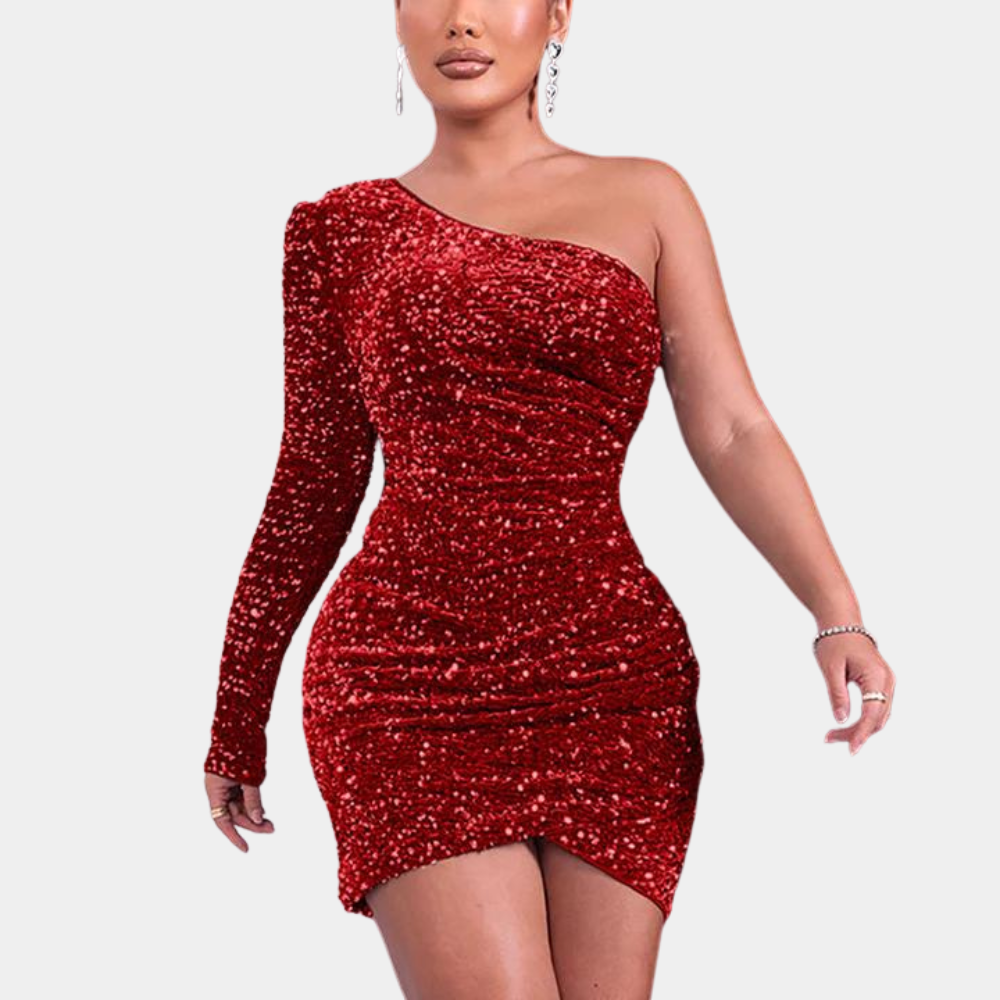 Mini Abito Monospalla con Paillettes | Glamour | Brillante & Sensuale