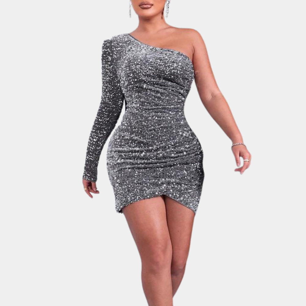 Mini Abito Monospalla con Paillettes | Glamour | Brillante & Sensuale
