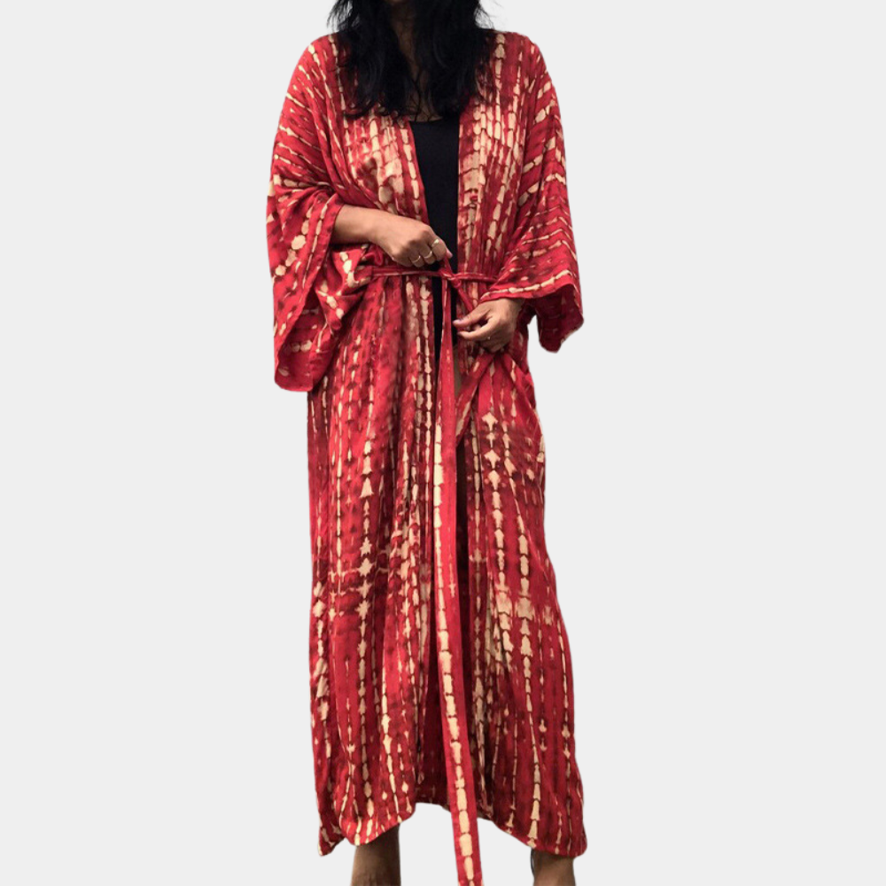 Kimono Lungo con Cintura | Stile Etnico | Boho-Chic e Versatile